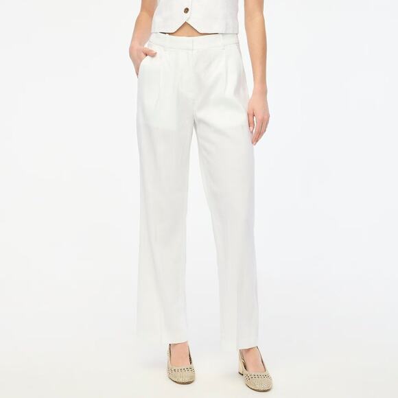 J. Crew Factory‎ Linen Blend Wide Leg Pleated Trouser Pant in Pistachio Green 16 - Picture 9 of 10